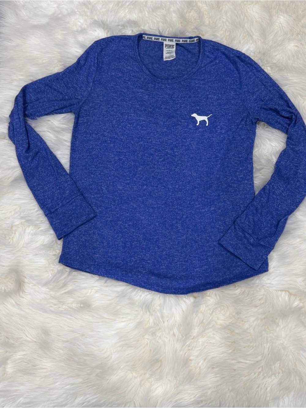 PINK Victoria's Secret Long Sleeve Heathered Blue Tee